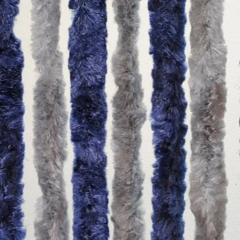 Chenille Türvorhang 100 x 205 cm - blau/silber Schnäppchen